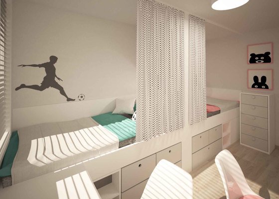 Návrh interiéru - malý dětský pokoj pro kluka a holku